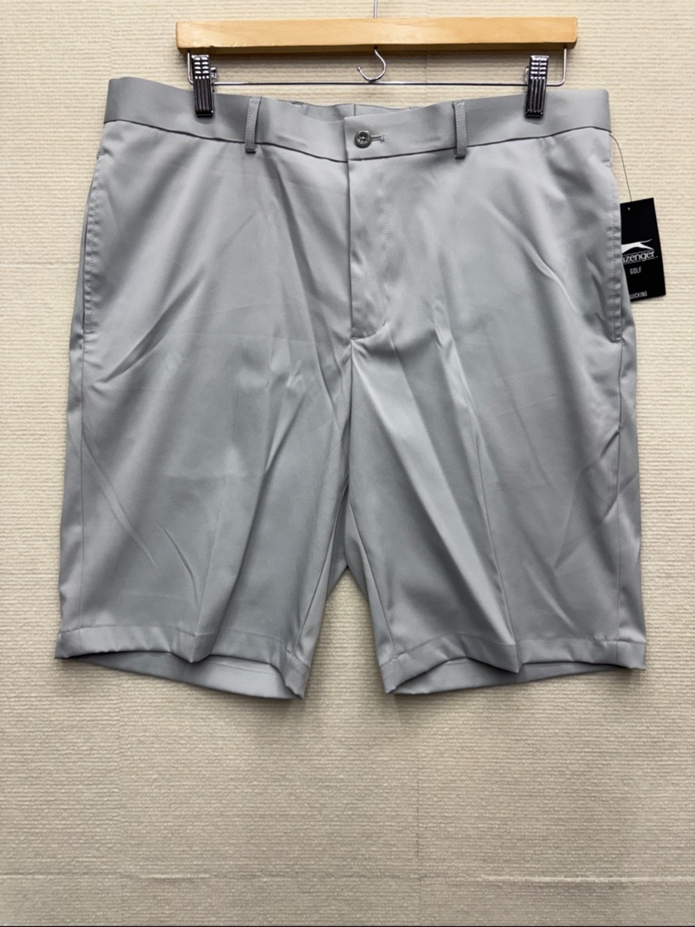 Slazenger Men's Light Gray Flat-Front Performance Shorts